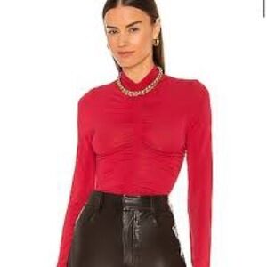 A.L.C. Vibrant Red Ruched Blouse